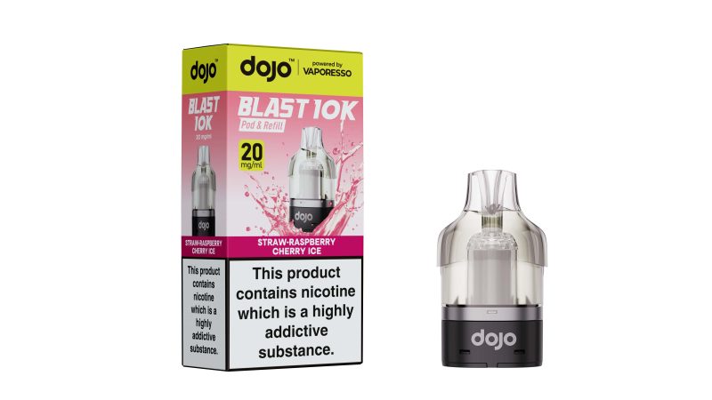 DOJO BLAST 10K Pod & Refill (Powered by Vaporesso) [Straw Raspberry Cherry Ice 20mg]