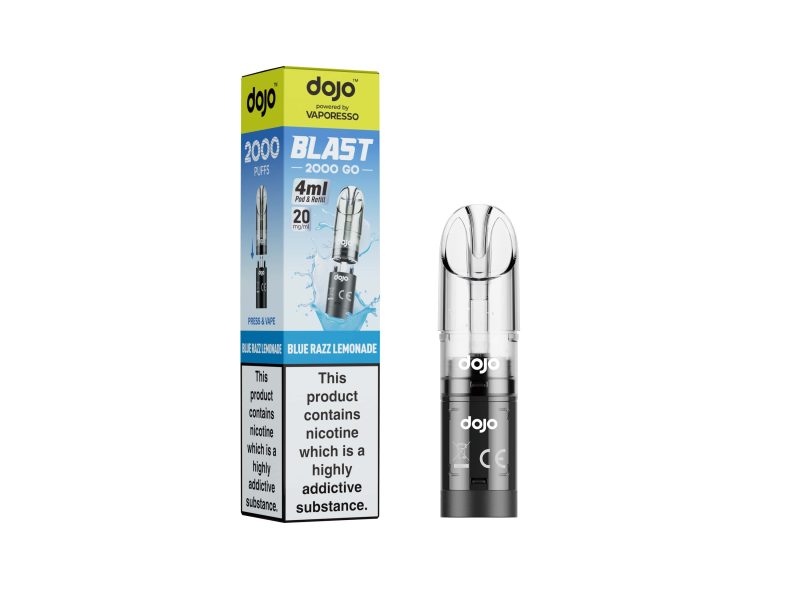 DOJO BLAST 2000 Go Transparent Pod & Refill (Powered by Vaporesso) [Blue Razz Lemonade 20mg]