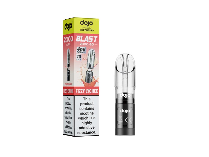 DOJO BLAST 2000 Go Transparent Pod & Refill (Powered by Vaporesso) [Fizzy Lychee 20mg]