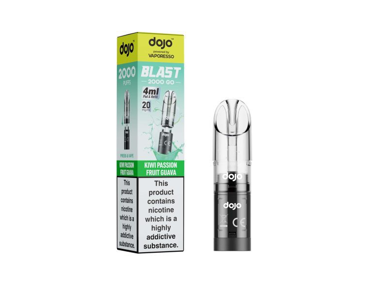 DOJO BLAST 2000 Go Transparent Pod & Refill (Powered by Vaporesso) [Kiwi Passionfruit Guava 20mg]