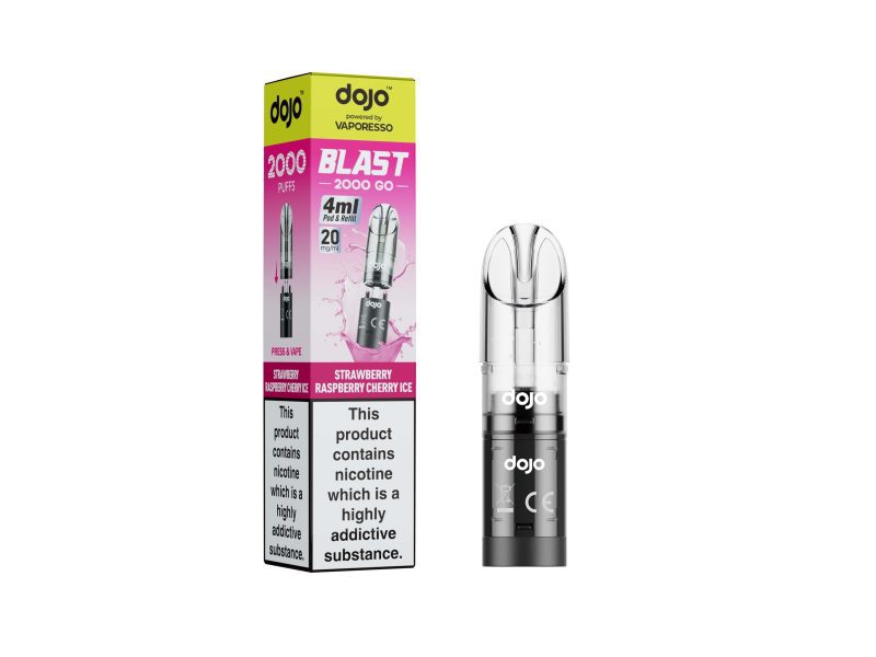 DOJO BLAST 2000 Go Transparent Pod & Refill (Powered by Vaporesso) [Strawberry Raspberry Cherry Ice 20mg]
